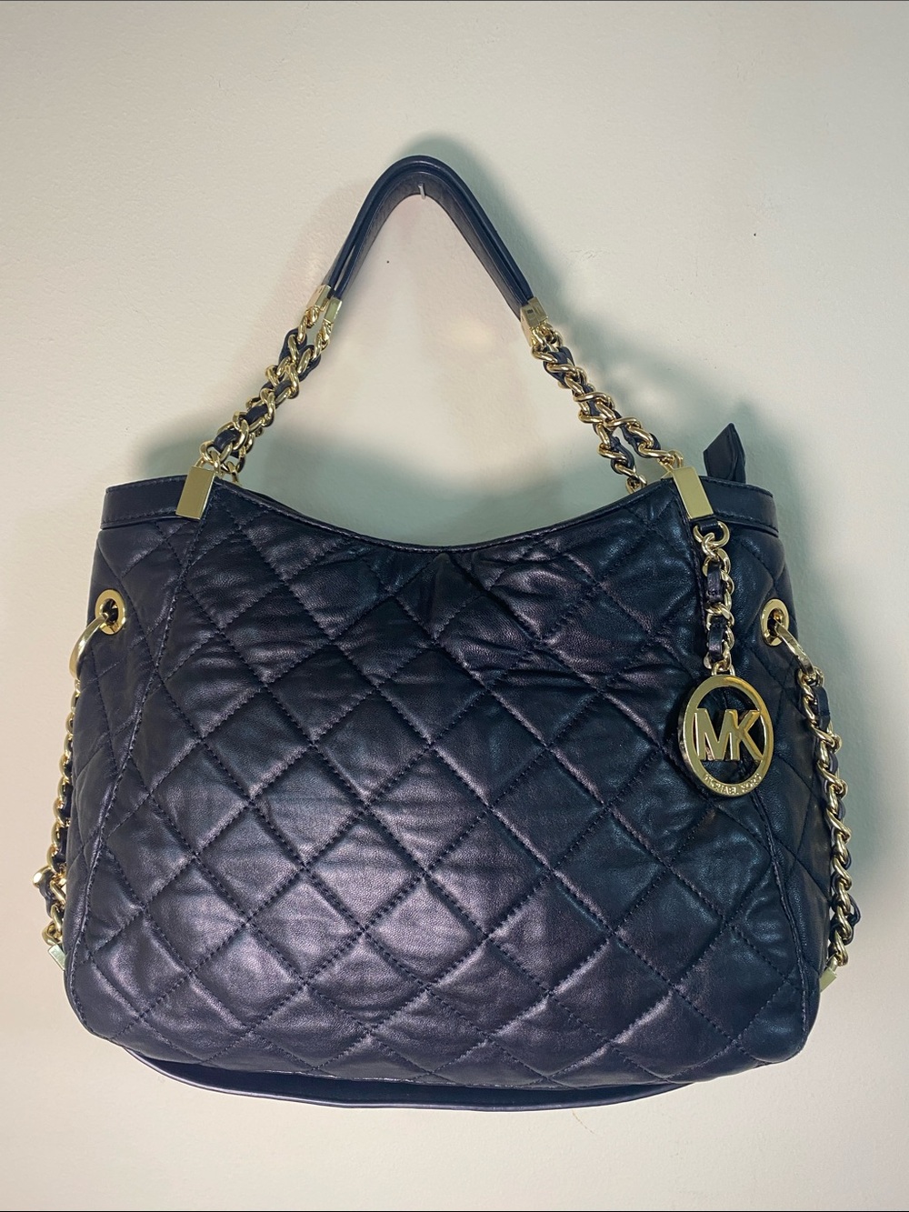 Michael Kors Black Quilted Leather Susannah medium shoulder bag